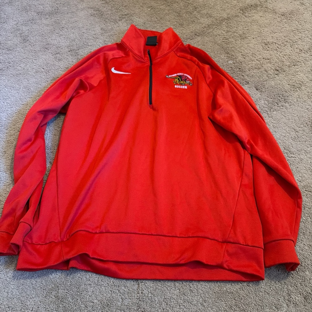 Red and white Nike Gwynedd  University soccer quarter zip sweatshirt size m/l